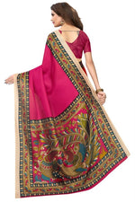 Womens Khadi Kalamkari Printed Saree With Blouse