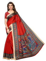Womens Khadi Kalamkari Printed Saree With Blouse