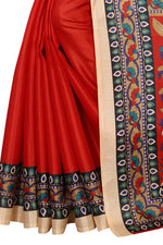 Womens Khadi Kalamkari Printed Saree With Blouse