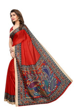 Womens Khadi Kalamkari Printed Saree With Blouse