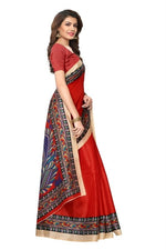 Womens Khadi Kalamkari Printed Saree With Blouse
