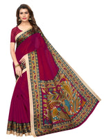 Womens Khadi Kalamkari Printed Saree With Blouse