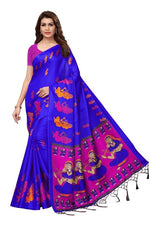 Womens Khadi Kalamkari Printed Saree With Blouse