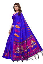 Womens Khadi Kalamkari Printed Saree With Blouse