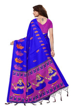 Womens Khadi Kalamkari Printed Saree With Blouse