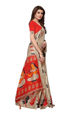 Womens Khadi Kalamkari Printed Saree With Blouse