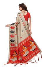Women's Khadi Kalamkari Printed Saree With Blouse