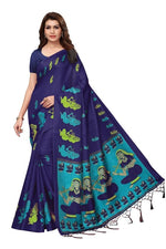 Womens Khadi Kalamkari Printed Saree With Blouse