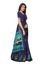 Womens Khadi Kalamkari Printed Saree With Blouse