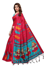 Womens Khadi Kalamkari Printed Saree With Blouse