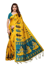 Womens Khadi Kalamkari Printed Saree With Blouse