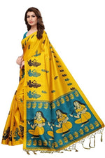 Women's Khadi Kalamkari Printed Saree With Blouse