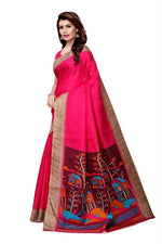 Womens Khadi Kalamkari Printed Saree With Blouse
