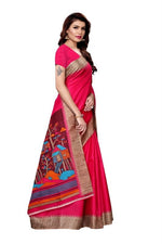 Womens Khadi Kalamkari Printed Saree With Blouse