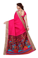 Womens Khadi Kalamkari Printed Saree With Blouse