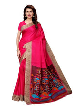 Women's Khadi Kalamkari Printed Saree With Blouse