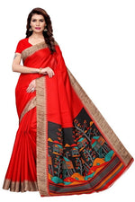 Womens Khadi Kalamkari Printed Saree With Blouse