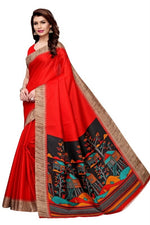 Womens Khadi Kalamkari Printed Saree With Blouse