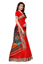 Womens Khadi Kalamkari Printed Saree With Blouse