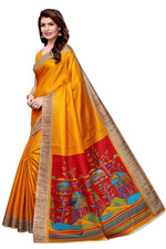 Women's Khadi Kalamkari Printed Saree With Blouse