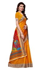 Women's Khadi Kalamkari Printed Saree With Blouse