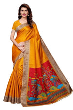 Women's Khadi Kalamkari Printed Saree With Blouse