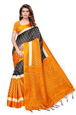 Womens Khadi Kalamkari Printed Saree With Blouse