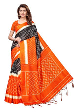 Womens Khadi Kalamkari Printed Saree With Blouse