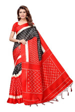 Womens Khadi Kalamkari Printed Saree With Blouse