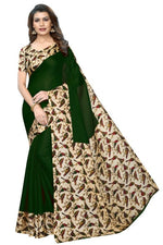 Womens Khadi Kalamkari Printed Saree With Blouse