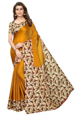 Womens Khadi Kalamkari Printed Saree With Blouse