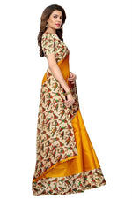Womens Khadi Kalamkari Printed Saree With Blouse