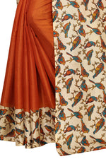 Womens Khadi Kalamkari Printed Saree With Blouse