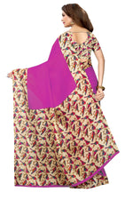 Womens Khadi Kalamkari Printed Saree With Blouse