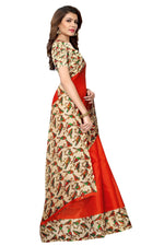 Womens Khadi Kalamkari Printed Saree With Blouse
