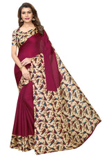 Womens Khadi Kalamkari Printed Saree With Blouse