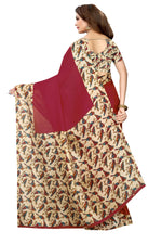 Womens Khadi Kalamkari Printed Saree With Blouse