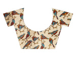 Womens Khadi Kalamkari Printed Saree With Blouse
