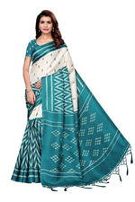 Womens Khadi Kalamkari Printed Saree With Blouse