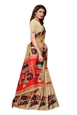 Womens Khadi Kalamkari Printed Saree With Blouse