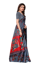 Womens Khadi Kalamkari Printed Saree With Blouse