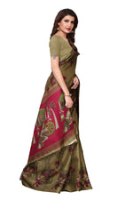Womens Khadi Kalamkari Printed Saree With Blouse