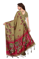 Womens Khadi Kalamkari Printed Saree With Blouse