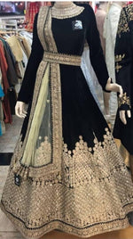 Women Black Color Semi Stitched Salwar Suit Set
