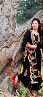 Women Black Color Semi Stitched Exclusive Plazo set