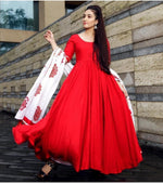 Women Red Color Semi Stitched Salwar Suit