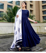 Women Blue Color Semi Stitched Salwar Suit