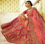Womens Pink Color Tapeta Silk Lehanga Choli
