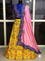 Womens Blue Color Heavy Banglori Silk Lehanga Choli