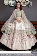 Womens White  Color Soft Taffeta Silk  Lehanga Choli